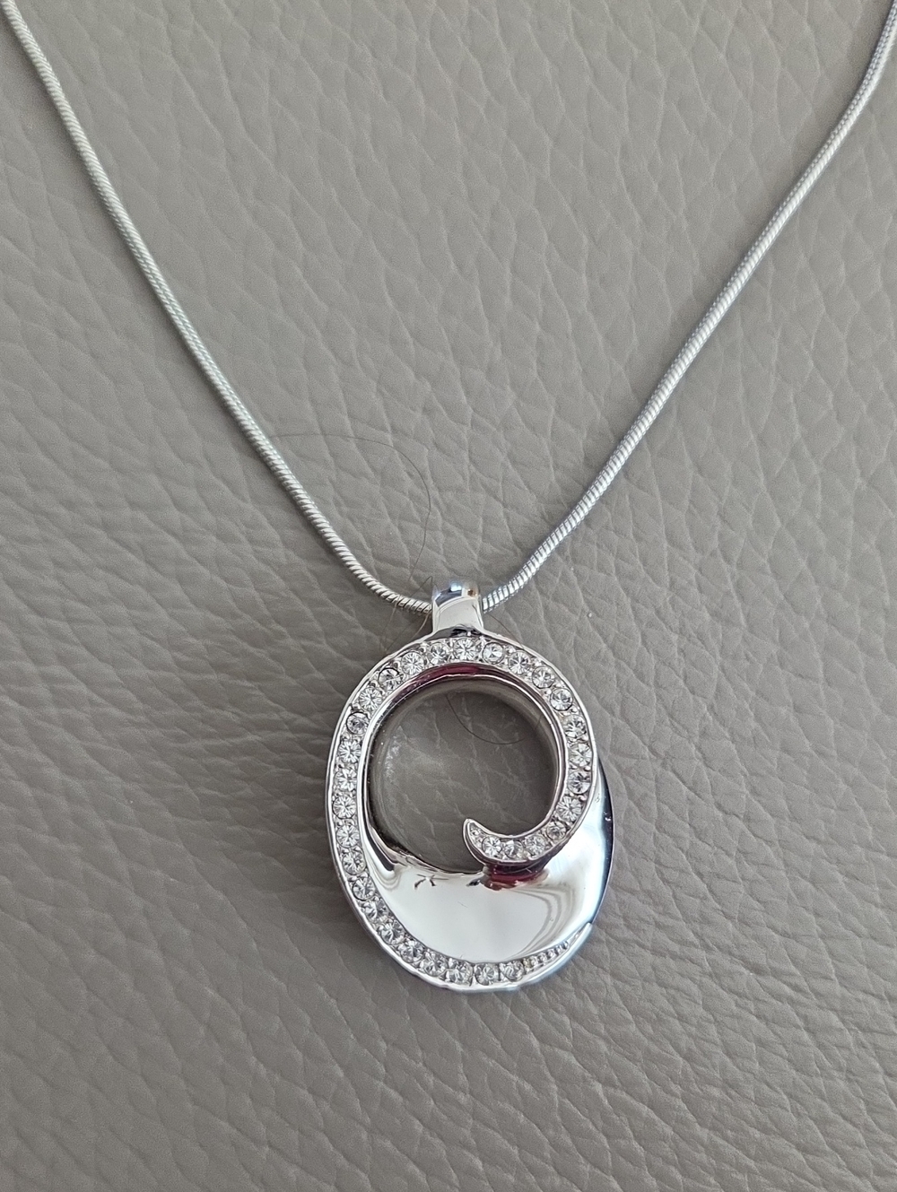 Annaleece Silver Crystal Spiral Pendant Necklace